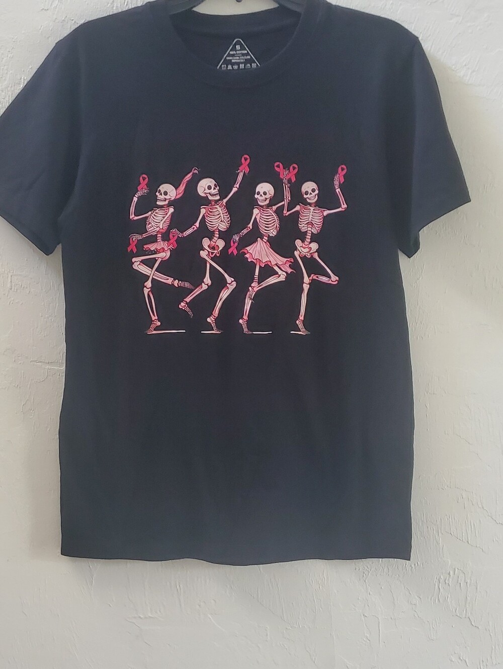 Pink Dancining Skeletons Womens Cotton Black T-Shirt  Unbranded Size S